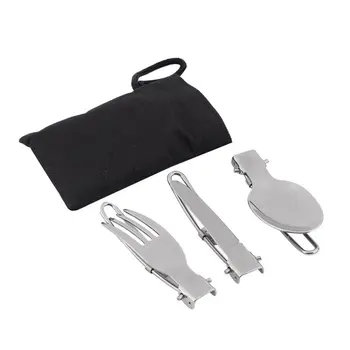

3 In 1 Durable Multi-function Outdoor Travel Picnic Folding Tableware Three-piece Stainless Steel Cutlery Knife & Fork