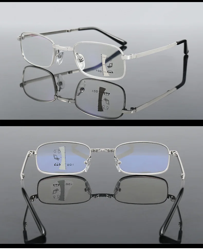 Смарт зум прогрессивные многофокусные складные очки для чтения для мужчин и женщин анти-синий свет пресбиопии очки при дальнозоркости Gafas Lectura - Цвет оправы: Silver