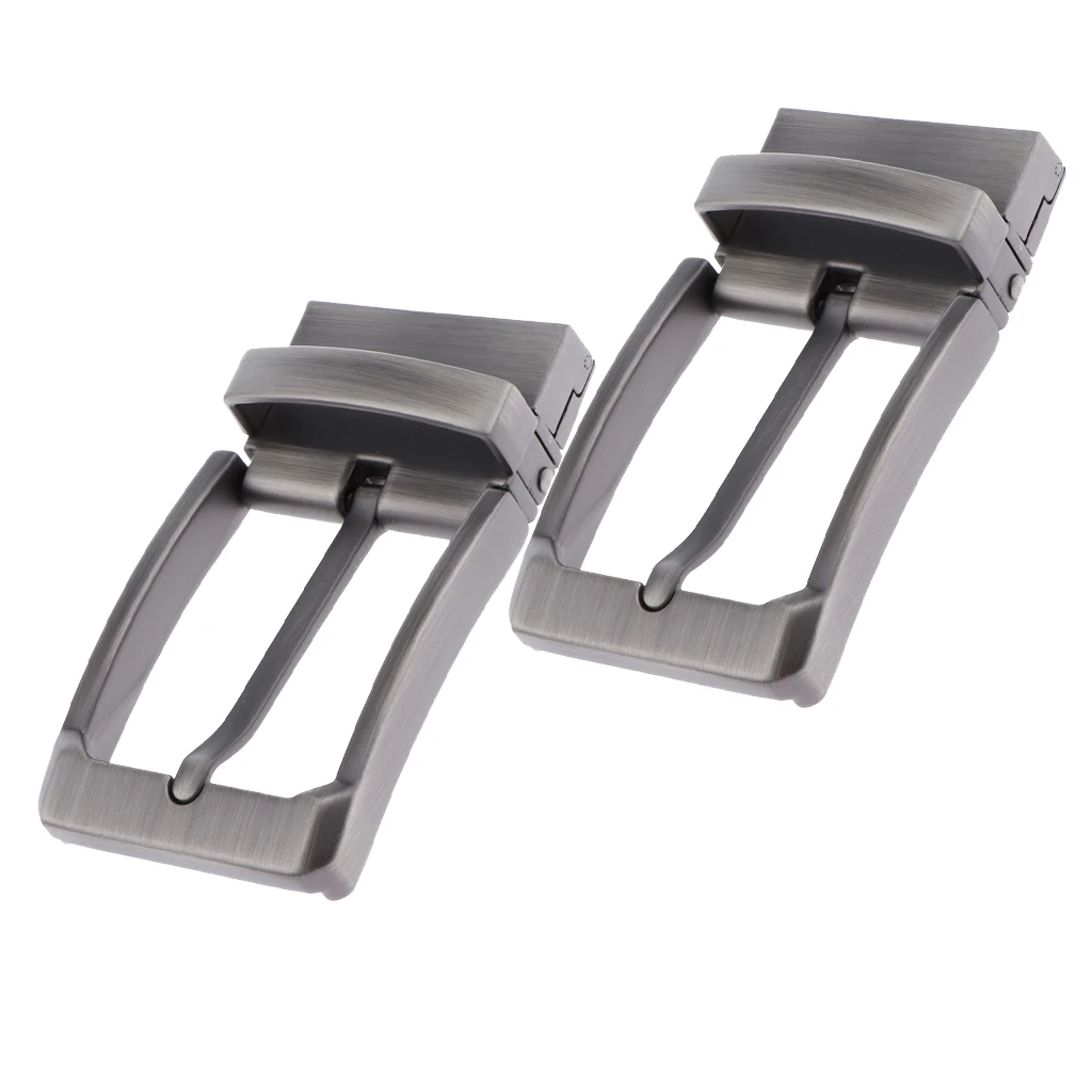Alloy Reversible Belt Buckle Replacement - Pack of 2 - Single Prong Rectangular Pin Belt Buckle for 1.3-1.34 inch Strap
