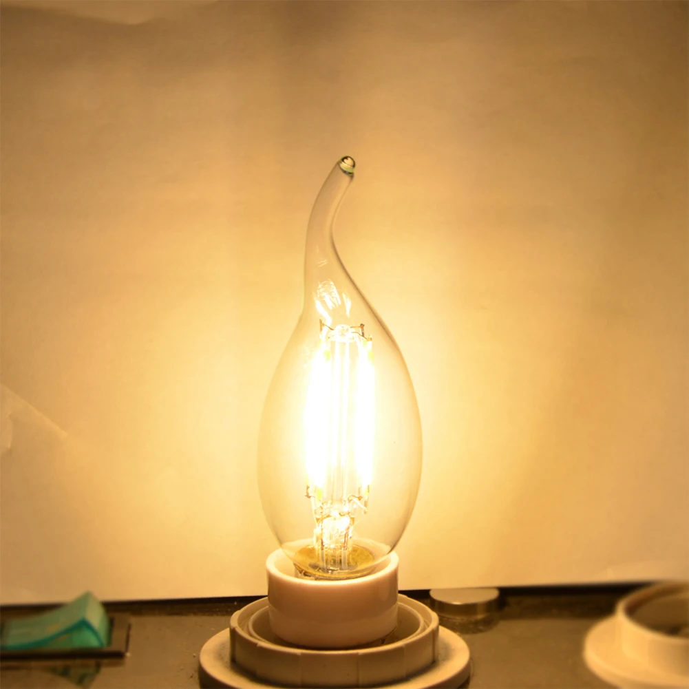

LED Filament Candle Light Pointed/Pull tail Retro Antique Lamp Filament Vintage Style Cool Warm LED Bulb E14 220V 4W 8W C35 Bulb