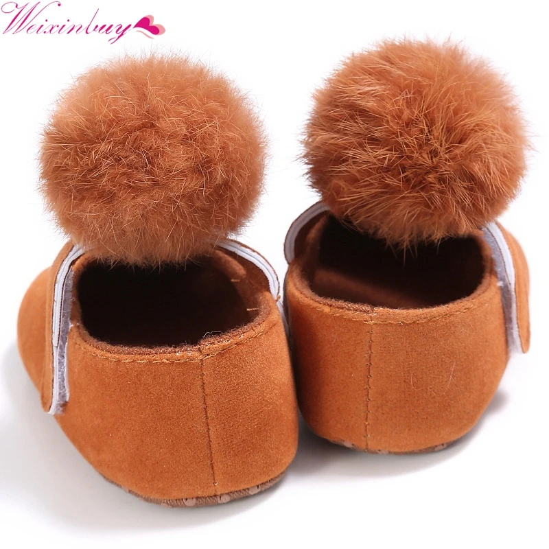 Обувь для малышей; милые детские ходунки для малышей; обувь принцессы для девочек с помпонами; детские пинетки с мехом; 12