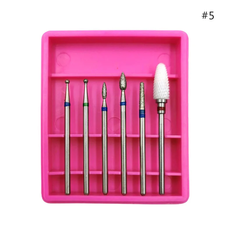 HYTOOS 6 шт набор керамических алмазных сверл для ногтей фреза для маникюра роторные сверла для кутикулы инструменты для маникюра аксессуары ногтей - Цвет: 05