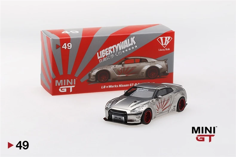 Мини GT 1: 64 LB работает Nissan GTR R35 тип 1 атласная Серебряная литая модель автомобиля