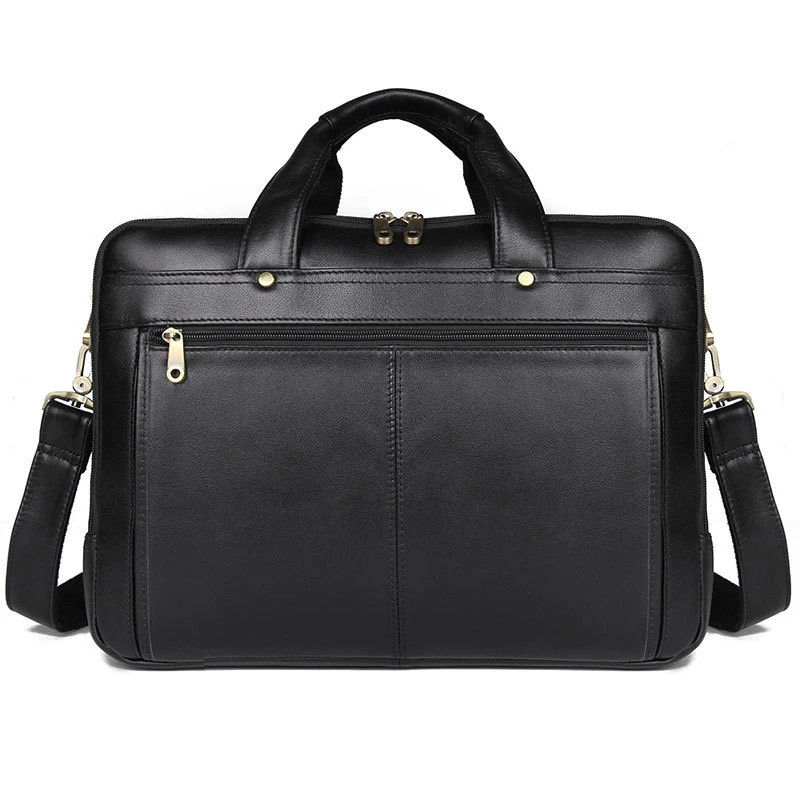 

Elegant Men genuine leather briefcase Big real leather 15.6" laptop tote bag Cow leather business bag Three-layer messenger bag