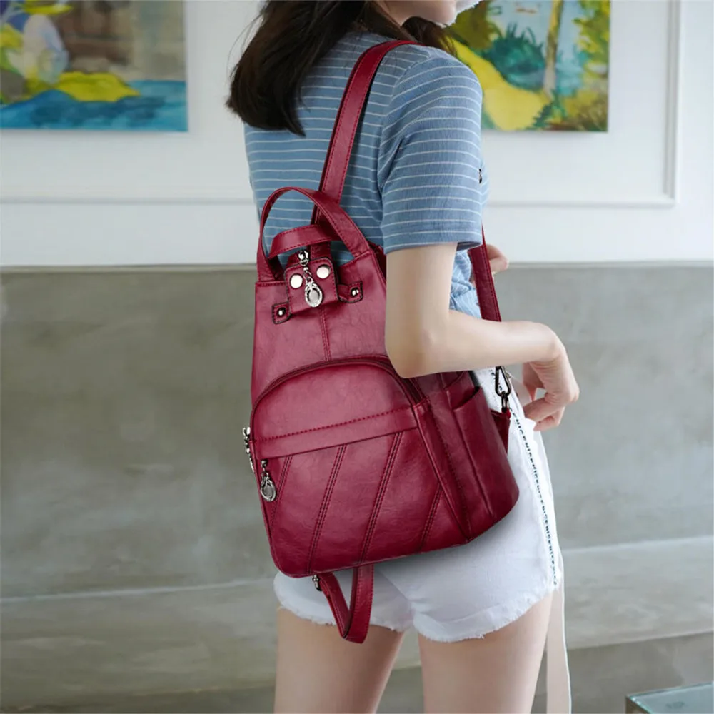 Goedkoop 2019 Lederen Vrouwen Anti diefstal Rugzak Vrouwelijke Dames Rugzak Klassieke Sac a Dos school schoudertassen voor tienermeisjes