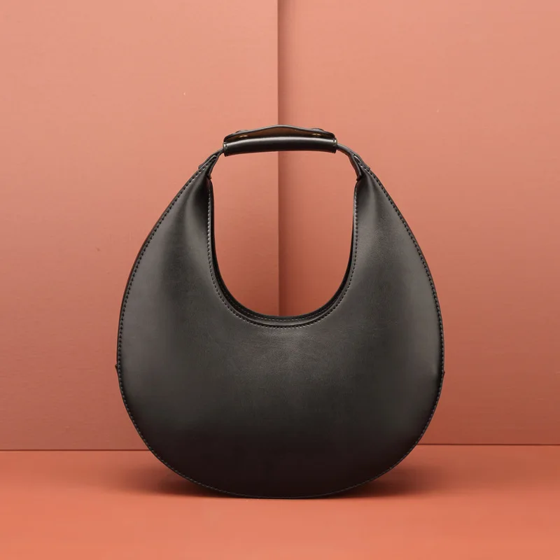 Модная ниша Подиум тренд луна сумка Личность дикая дуга сумка женская сумка на плечо высокое качество дизайнерская работа змеиная кожа - Цвет: black