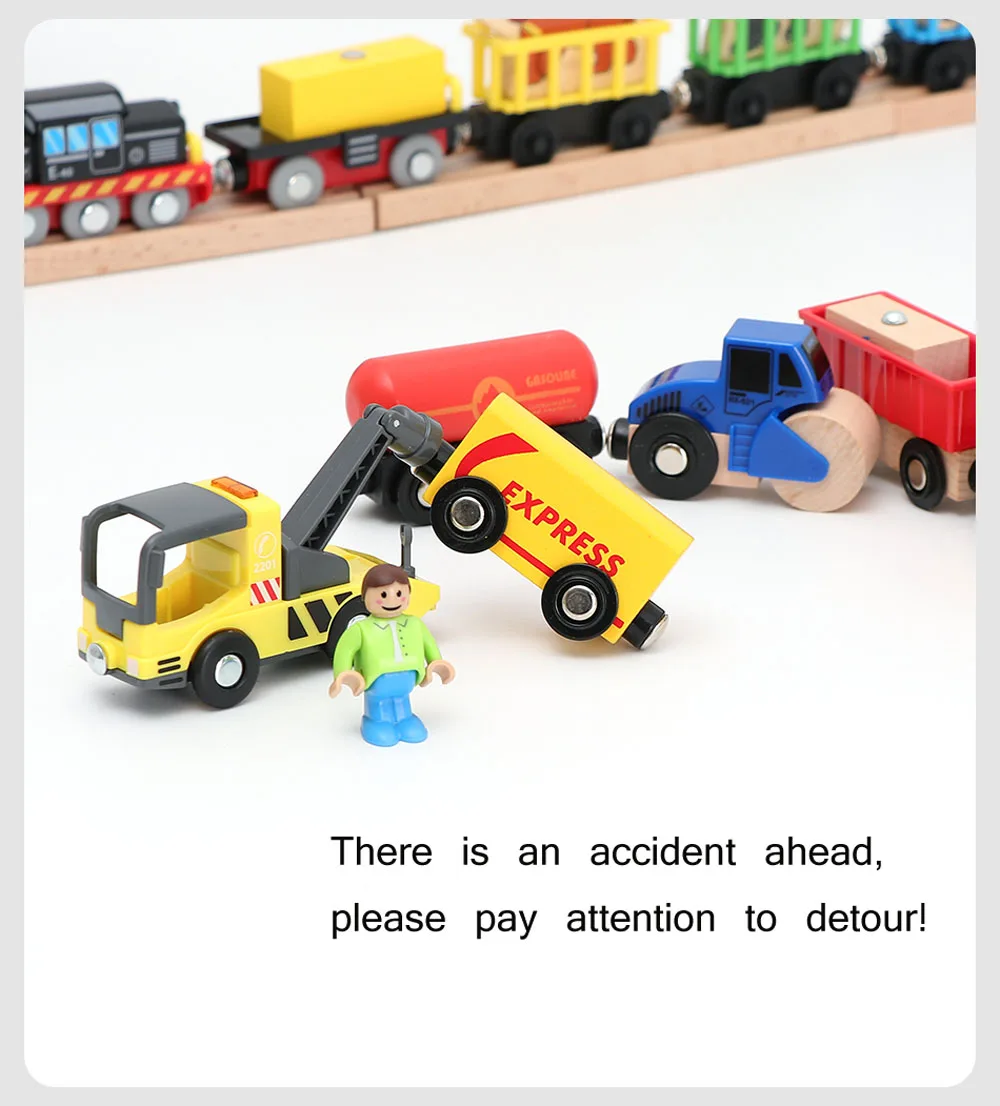 Holz Magnetische Zug Flugzeug Holz Eisenbahn Hubschrauber Auto Lkw Zubehör Spielzeug Für Kinder Fit Holz Biro Tracks Geschenke – Detail 5