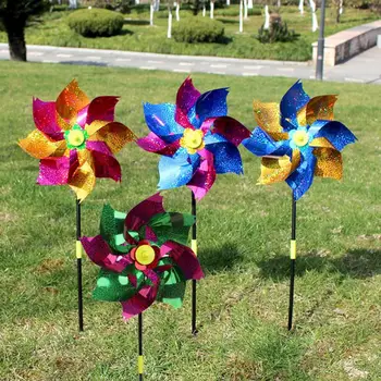 

2 Pcs/Set Wind Spinner Glitter Glow Windmill Colorful Garden Decoration Party Kids Children Toys Pinwheel Outdoor Games Gifts