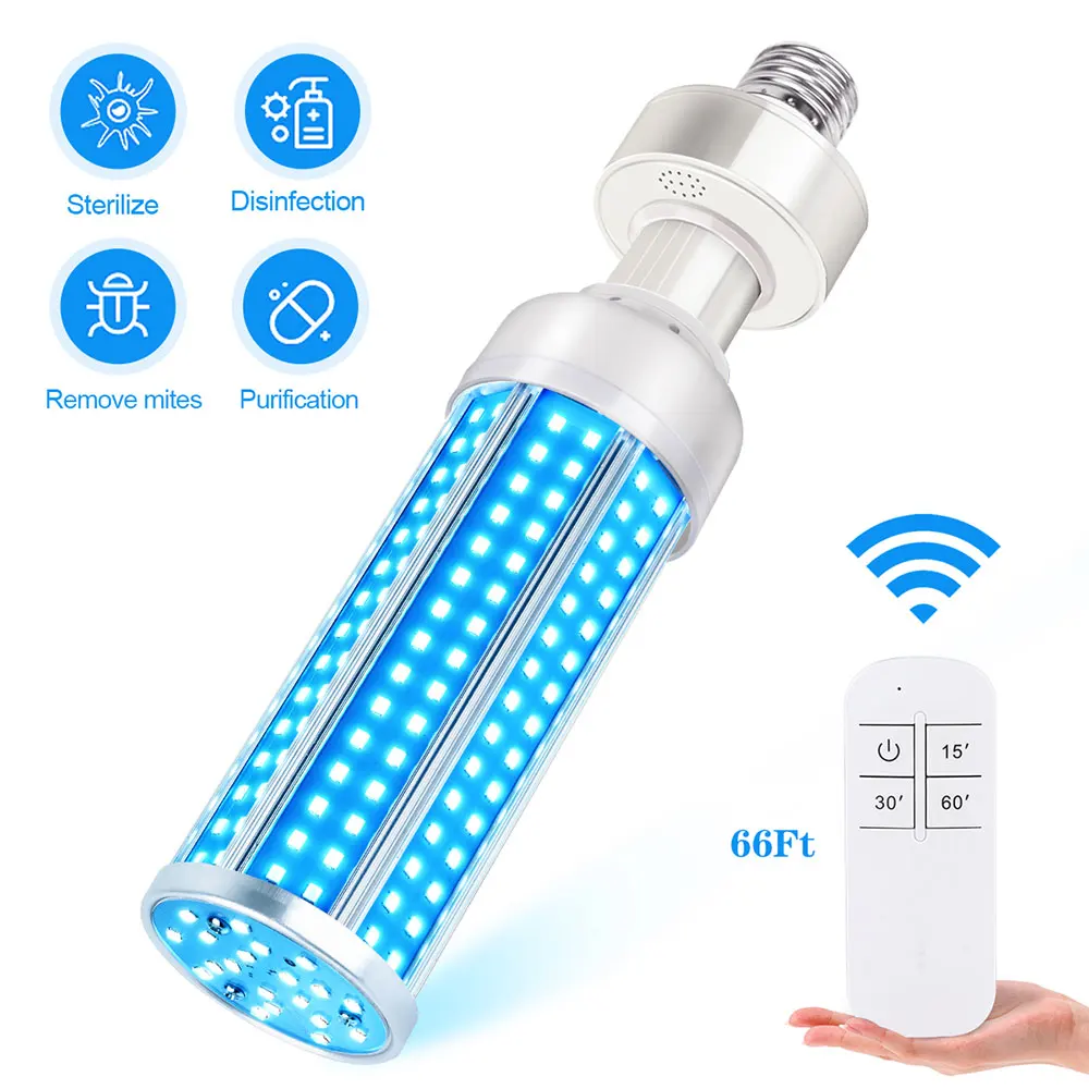 

60W UV Germicidal Lamp E26/E27 Led UV-C Light Bulb AC85V-265V UV Disinfection Bulbs Eliminate Viral Bacteria for Family Hotels