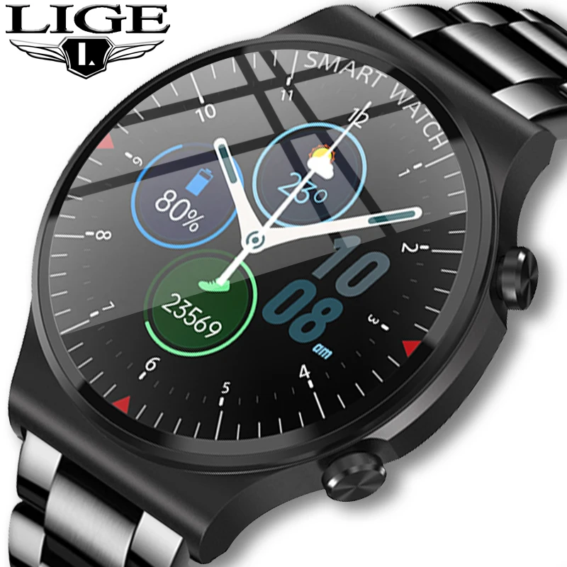 New Luxury Brand Smart Watch Men Steel band Waterproof Sport Fitness Heart Rate Bluetooth Call Smartwatch Man Women Android IOS