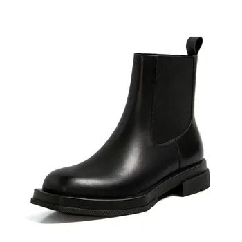 

2021 New Elegant Genuine Leather Autumn and Winter Shoes for Women Chunky Heels Shoes Newest Party Basic Shoes Woman