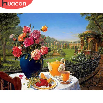 

HUACAN 5D DIY Diamond Painting Rose Cross Stitch Diamond Embroidery Flower Full Drill Mosaic Home Decoration