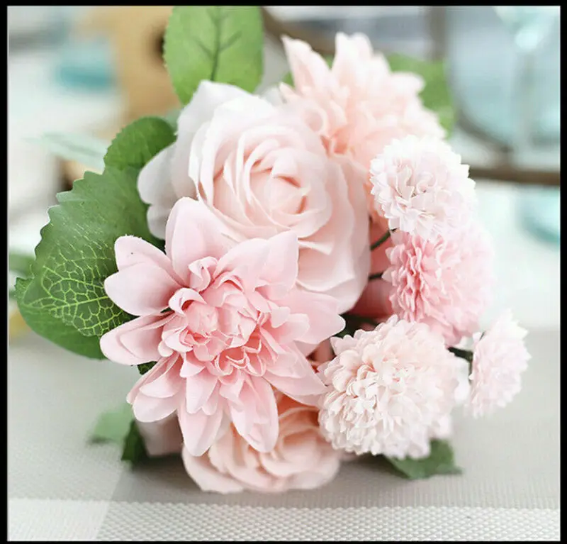 Розовый Искусственный Пион из шелка Букет цветов 5 большая голова и 4 бутона дешевые искусственные цветы для дома Свадебные украшения в помещении