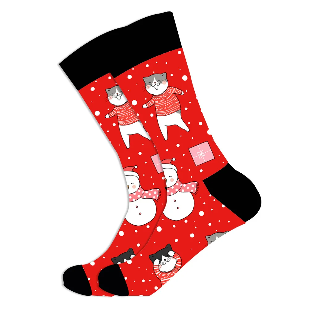 Хлопчатобумажные носки с рождественскими мотивами Женская и мужская обувь новая осень-зима год Санта Клаус новогодняя елка; Снег оленем, подарочные носки - Цвет: 5