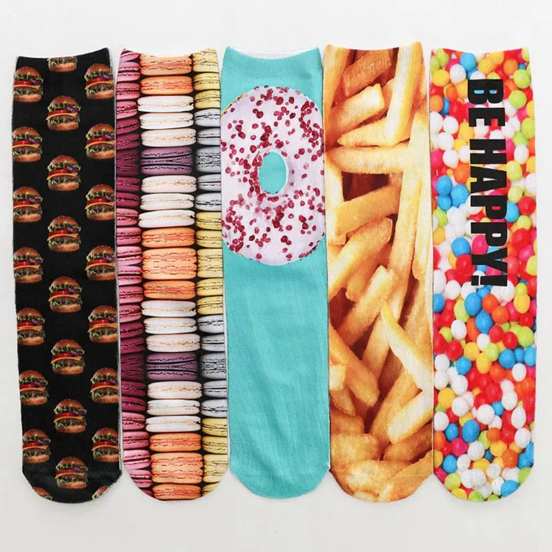 Cute 3D Printing Women long Socks socken Fashion emale Funny Femme 30cm Sock Art Socks fun socks