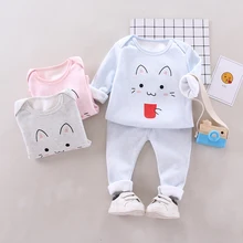 IENENS/комплект зимней одежды для малышей, теплые пижамы для маленьких мальчиков, комплект одежды комплект из 2 предметов, детская одежда с круглым вырезом и длинными рукавами для девочек 1-4 лет