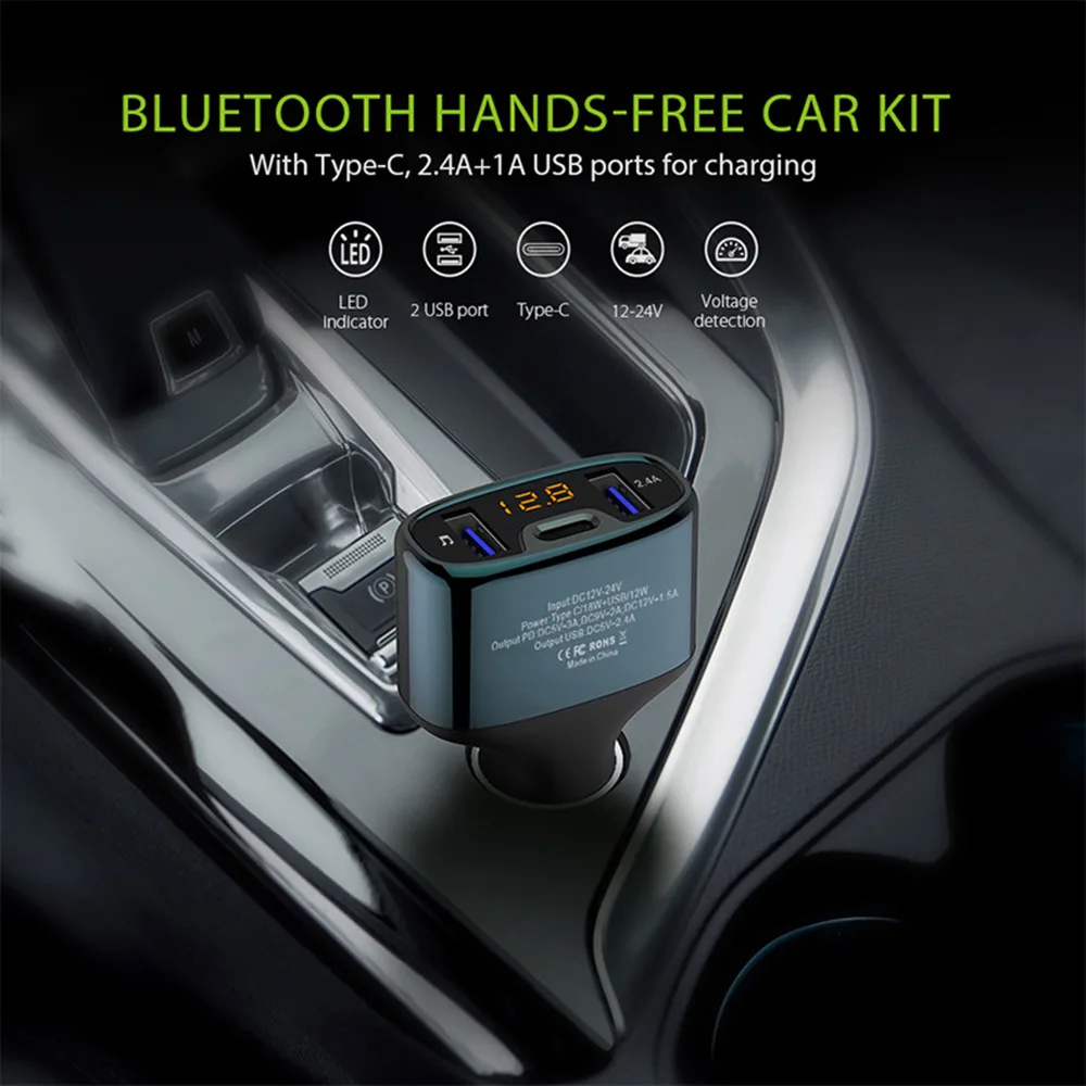 VR робот Bluetooth Автомобильный mp3 плеер fm-передатчик беспроводной автомобильный комплект громкой связи 4.8A двойное USB зарядное устройство с type C PD быстрое зарядное устройство