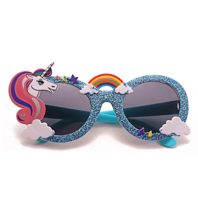 YUYU вечерние солнцезащитные очки в виде единорога, радуги, вечерние очки, маска, костюм, очки для фотосессии, реквизит, свадебные принадлежности, украшения для детской вечеринки - Цвет: blue