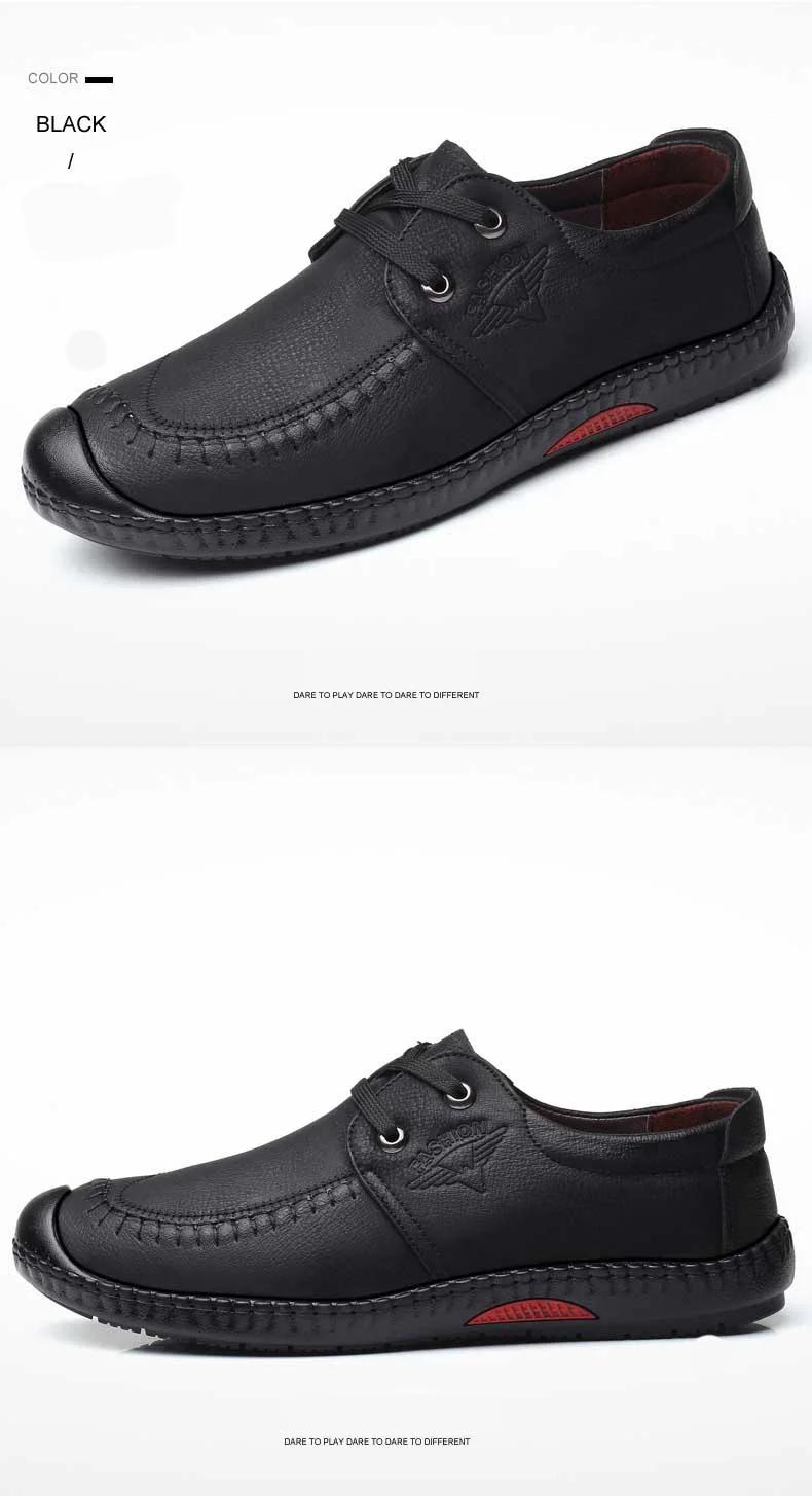 Mens Leather loafers boat shoes None-Slip Lace-up comfortable outdoor sports shoes spring autumn ankle boots (4)