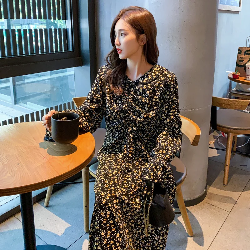 

Maternity Clothes Spring 2020 New Style Floral-Print Long Skirts Lactation Garment Underwear Graceful Chiffon Feeding Large Size