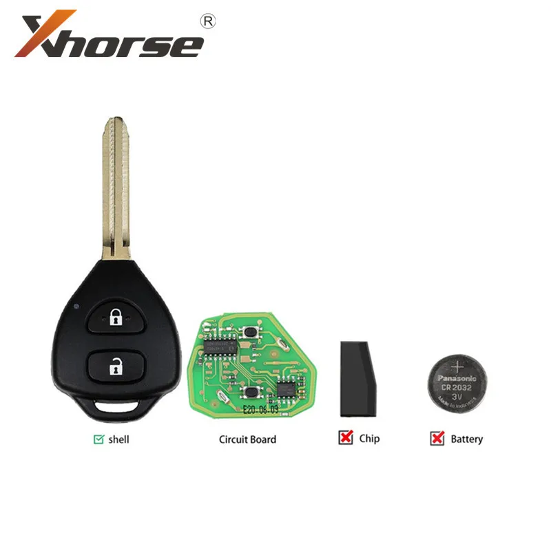 Проводной универсальный дистанционный ключ Xhorse VVDI2 XKTO05EN для Toyota плоский 2 кнопки