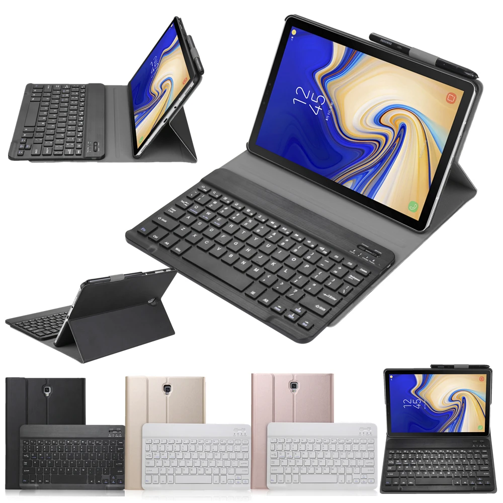 Bluetooth клавиатура чехол для Samsung Galaxy Tab S4 10 5 дюймов SM-T830 T835 PU кожаный чехол-книжка с