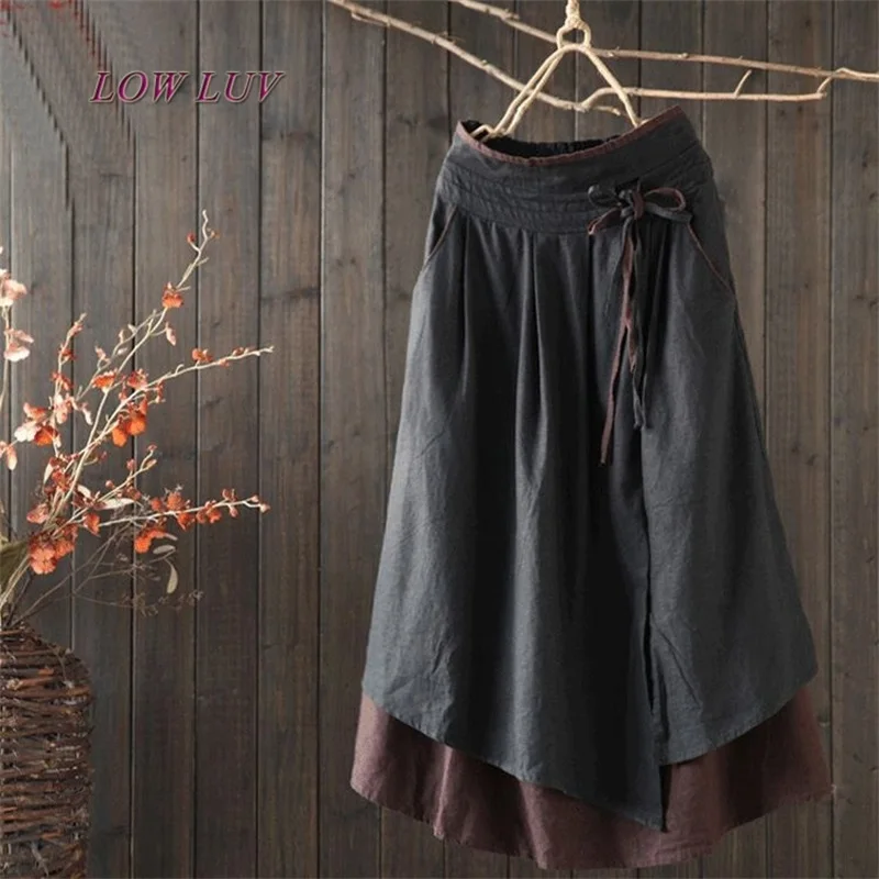 2020 New Women Wide Leg Loose Linen Cotton Asymmetric Pants Original Designer Plus Size Capris Elastc Waist Skirt 451 2020 New Women Wide Leg Loose Linen Cotton Asymmetric Pants Original Designer Plus Size Capris Elastc Waist Skirt 451
