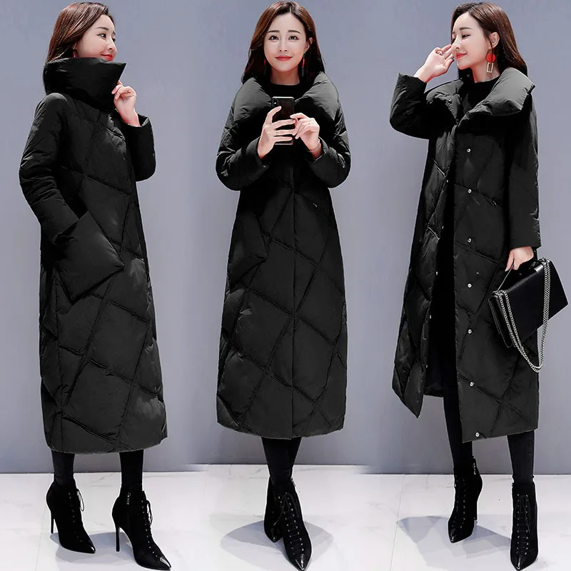 

Pocket 2018 Winter Fashion Comfortable Simple Cool Solid Color Slim Fit Casual Long Sleeve Mid-length Cotton-padded Clothes