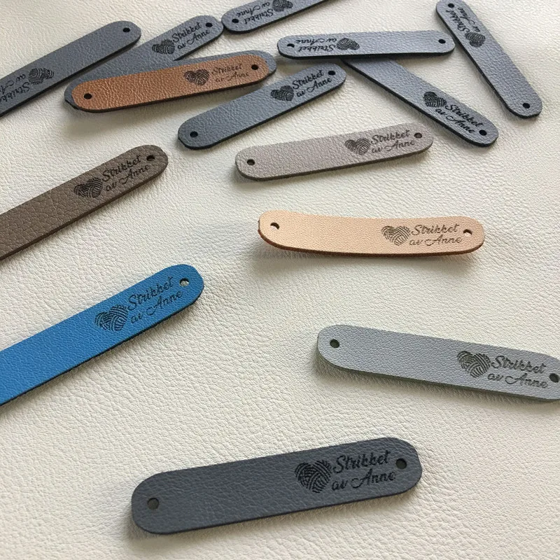 30pcs Personalised Handmade Leather tags knitting garment Sew-in Crochet label text Clothing Hat Handcraft labels