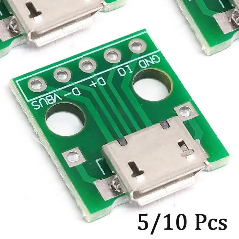 10PCS MICRO USB To DIP Adapter 5pin Female Connector B Type PCB Converter Breadboard Switch Board SM