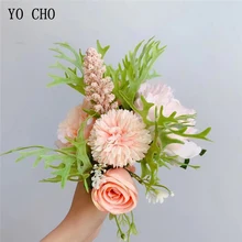 YO CHO Искусственные цветы шампанского, Шелковый Пион, роза, букет невесты, домашний Свадебный декор, скрапбукинг, сделай сам, Декор, ткань, Flore букет
