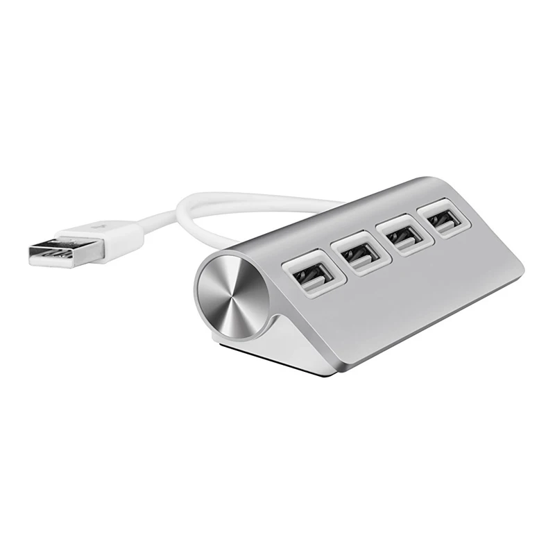 Алюминиевый сплав usb-хаб 2,0 4 порта Высокоскоростной USB 2,0 концентратор Мини usb-хаб Адаптер Для iMac MacBooks ПК Ноутбуки - Цвет: Silvery