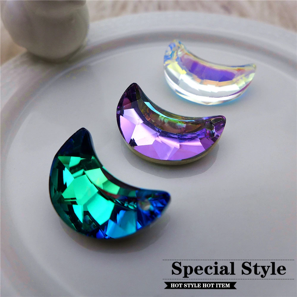 

20mm Crystal Moon Charms For Jewelry Making Vintage Glass Earrings Bracelet Pendants Findings DIY Handmade Accessories 40PCS lot