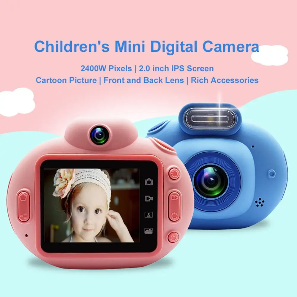 Children Kids Digital Camera 2.0 inch IPS high-definition large screen Support HD Video Record Self Timer Soft Color 0927