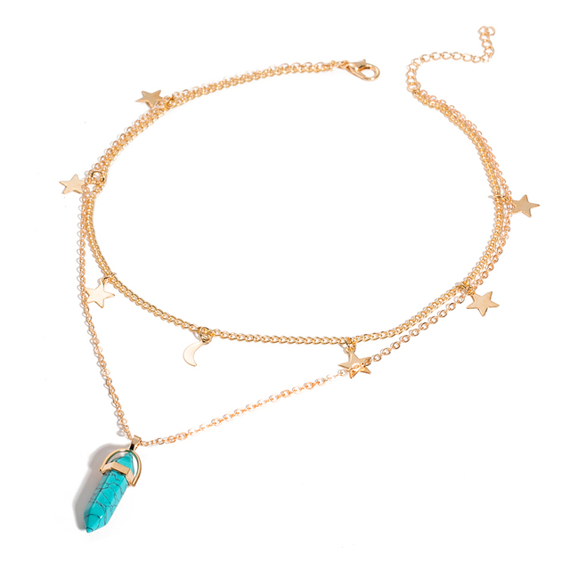 IPARAM Fashion Trend Crystals Necklace Bohemian Hexagon Opal Pendant Necklace Female Hexagon Crystal Necklace Gift 2021 NEW