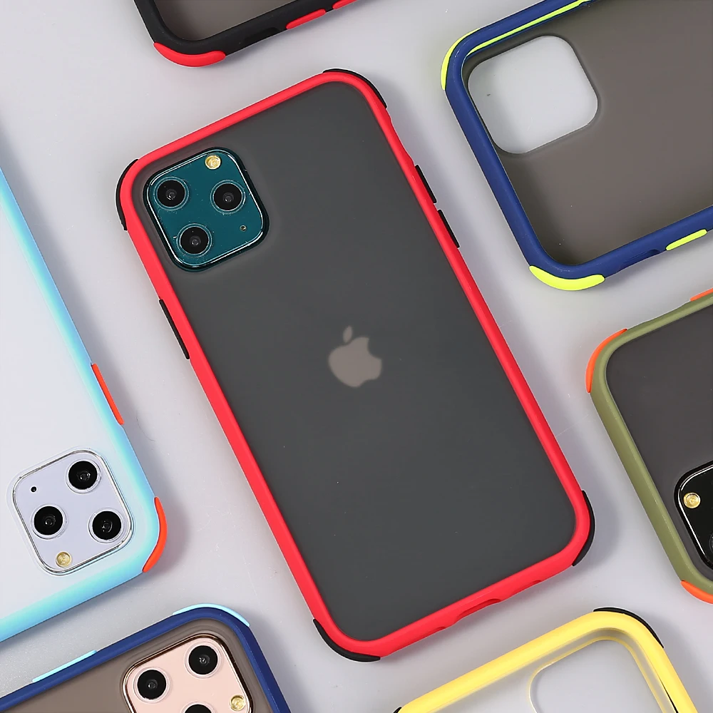 

Transparent Scrub Phone Cases For iPhone 11 XS XS Max X 6 6S 7 8 Plus Contrast Color Shockproof Clear Hard PC Phone Back Cover