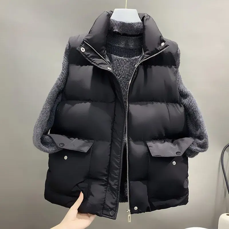 

5XL женский зимний теплый пуховой жилет с хлопковой подкладкой, парка без рукавов, куртка с высоким воротником, жилет, Женская Повседневная Верхняя одежда, шикарный топ