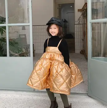 

2019 Korean Style Girls Thicken Dress Fashion Winter Girls Vest Dresses 2-7 Years PP569