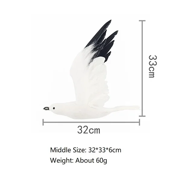 Middle Реалистичная модель морской птицы, фигурка из пены, имитация чайки, животные, украшение для дома, сада, дерева, украшение, 3 размера - Цвет: Middle