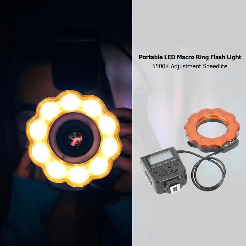 Светодиодный макро кольцевая скорость вспышки света 5500K Регулировка Speedlight для DSLR камеры применимы к научным исследованиям медицины