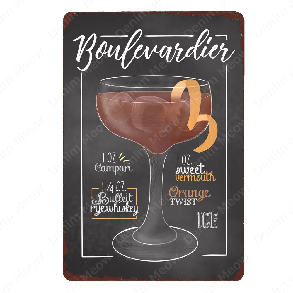 Targa Metallica Decorativa Da Parete Con Ricetta Cocktail Pink Squirrel - 20,3x30,5 Cm, Per Bar E Taverna