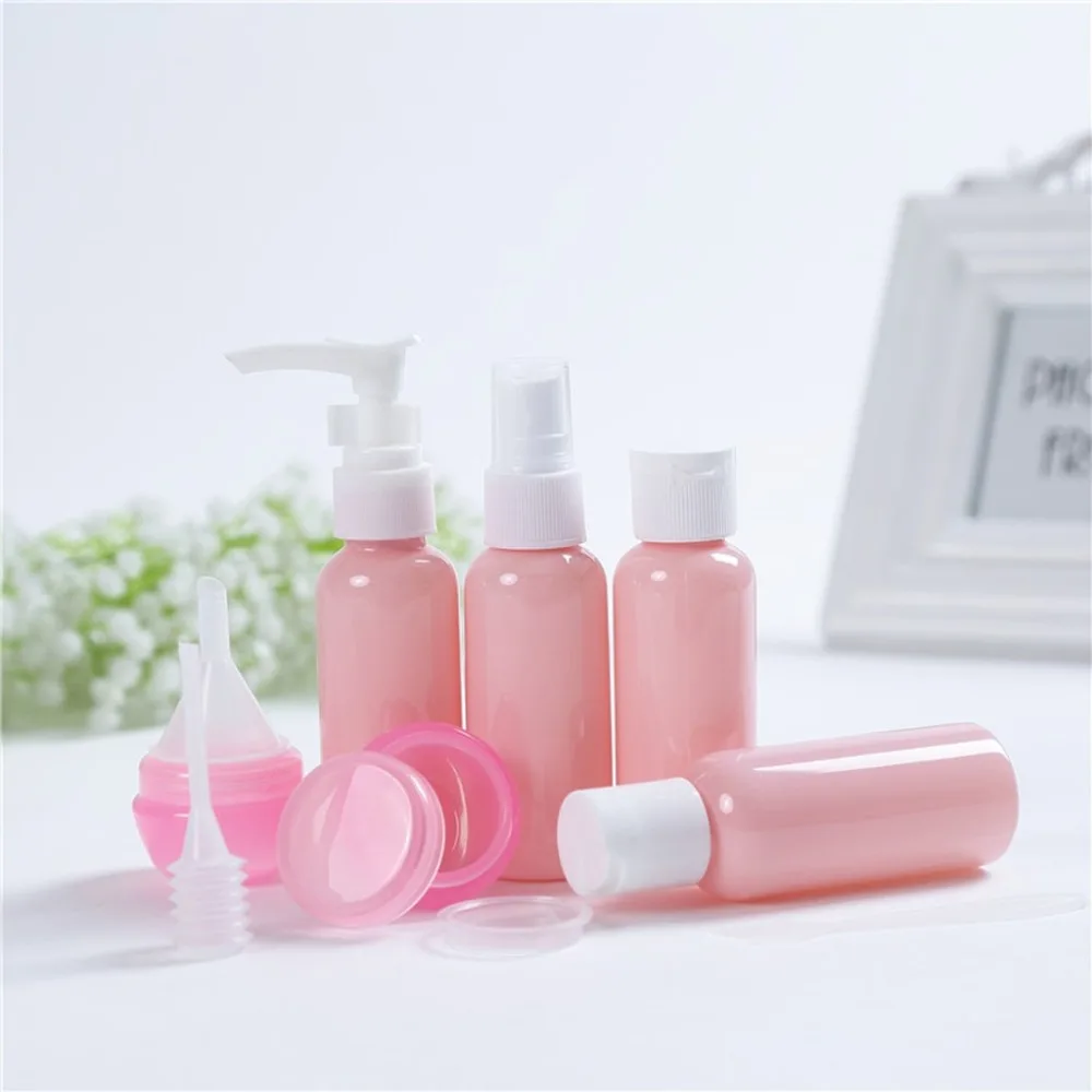 9pcs Refillable Bottles Kit Plastic Jar Travel Size Liquid Foundation Lotion Bottle Set  (2)