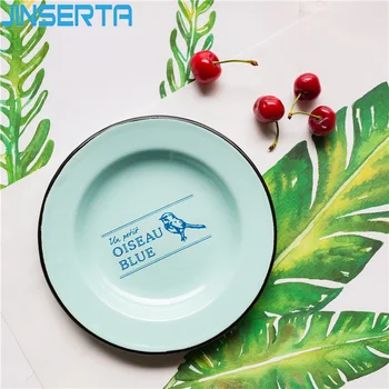 

JINSERTA Enamel Storage Tray Dinner Plate Dish Tableware Breakfast Dessert Cake Plate Home Restaurant Desktop Food Container