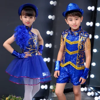 

Children Jazz Dance Costumes Sequins Boys And Girls Hip Hop Street Dance Performance Clothes Kids Fairy Costume Stage Dance Wear