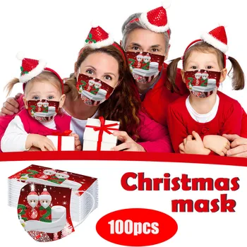 

100pcs Mascarillas Parent-child Child's Adult Disposable Christmas Dustproof Breathable Mask 3 Layer Earring Face Mouth Mask
