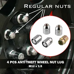 Écrou de roue antivol en acier allié, 4 pièces, verrouillage de sécurité universel m12x1, 5, pièces de Modification de voiture 