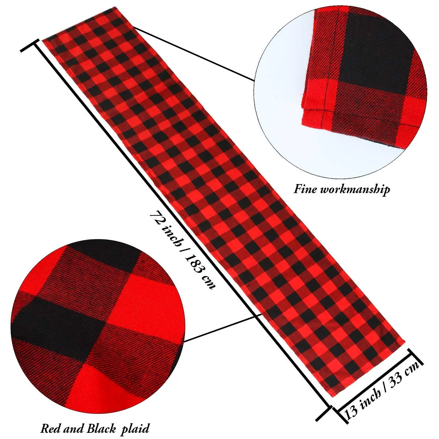 4 упаковки, клетчатая дорожка для стола, хлопок, клетчатая дорожка для стола, современный клетчатый дизайн, элегантный декор для помещений, мероприятий на открытом воздухе, 13X108
