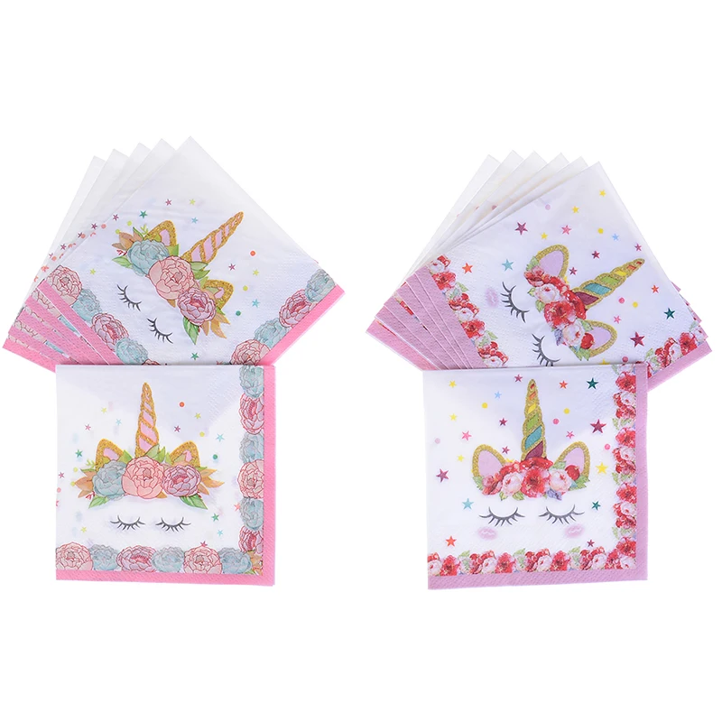 

6pcs Unicorn Paper Napkins For Kids Birthday Wedding Party Tissue Napkin Decor