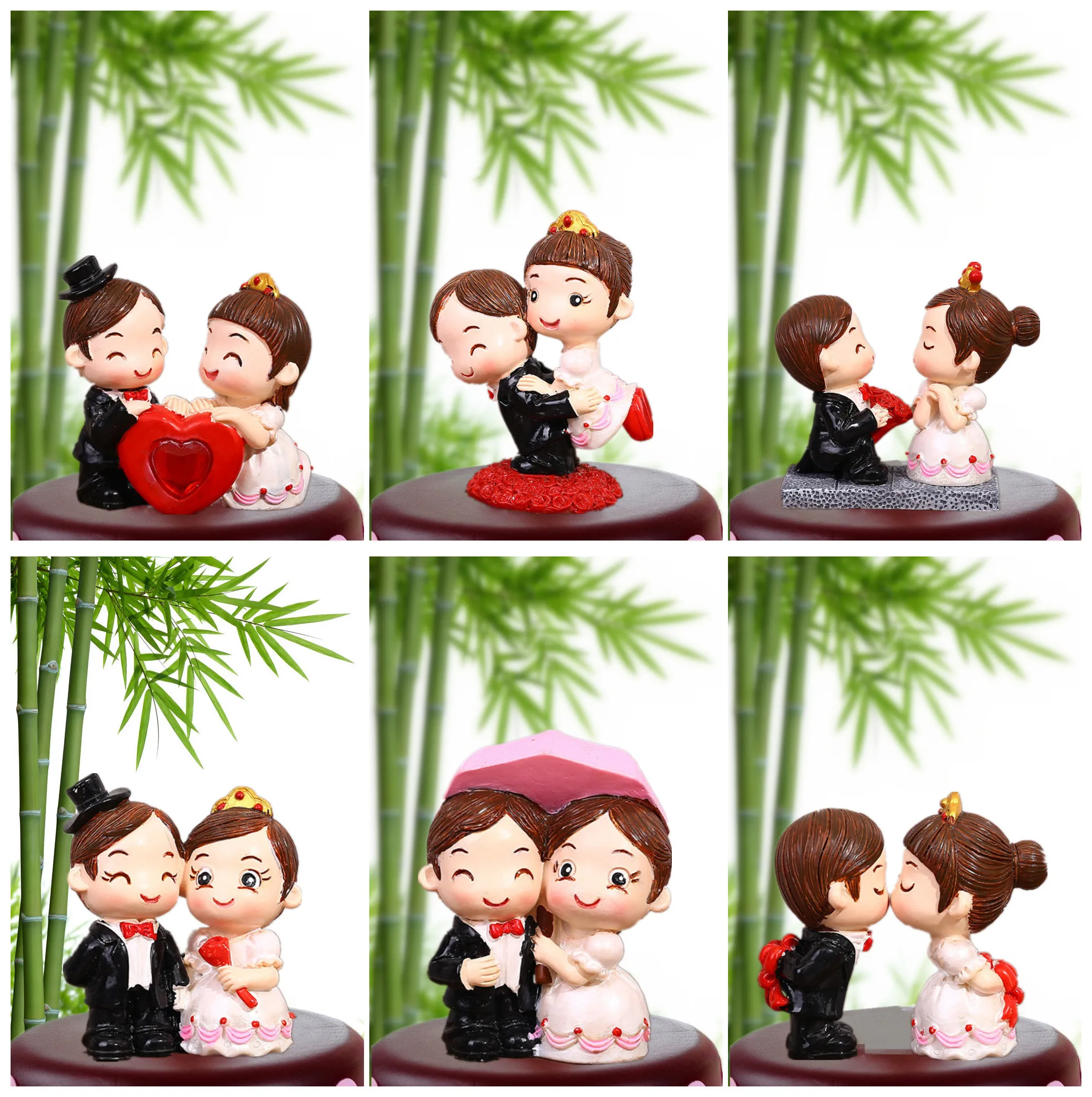 

Wedding Decoration Mini Cute Style Bride and Groom Wedding Cake Topper Figurines Gfits Favors Wedding Toppers Engagement Couple