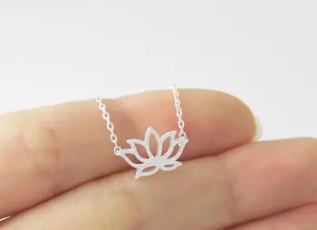 

Fashion Plant hollow Lotus pendant charm Necklace Tiny Buddha Flower Lotos petal pendant Necklace For Lady Women gift jewelry